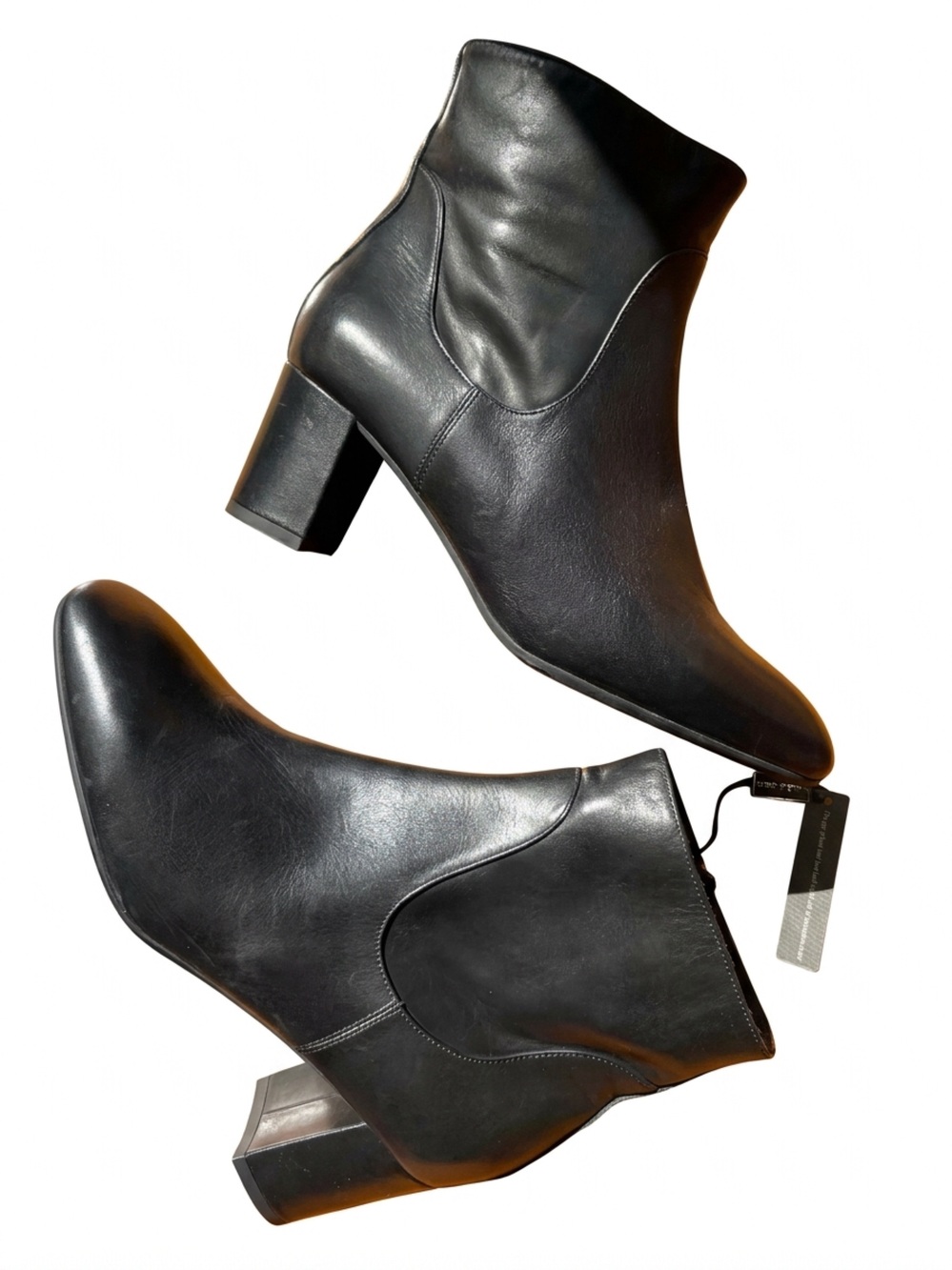Grigiarancio made in Italy black almond toe block heel ankle boots sz 10